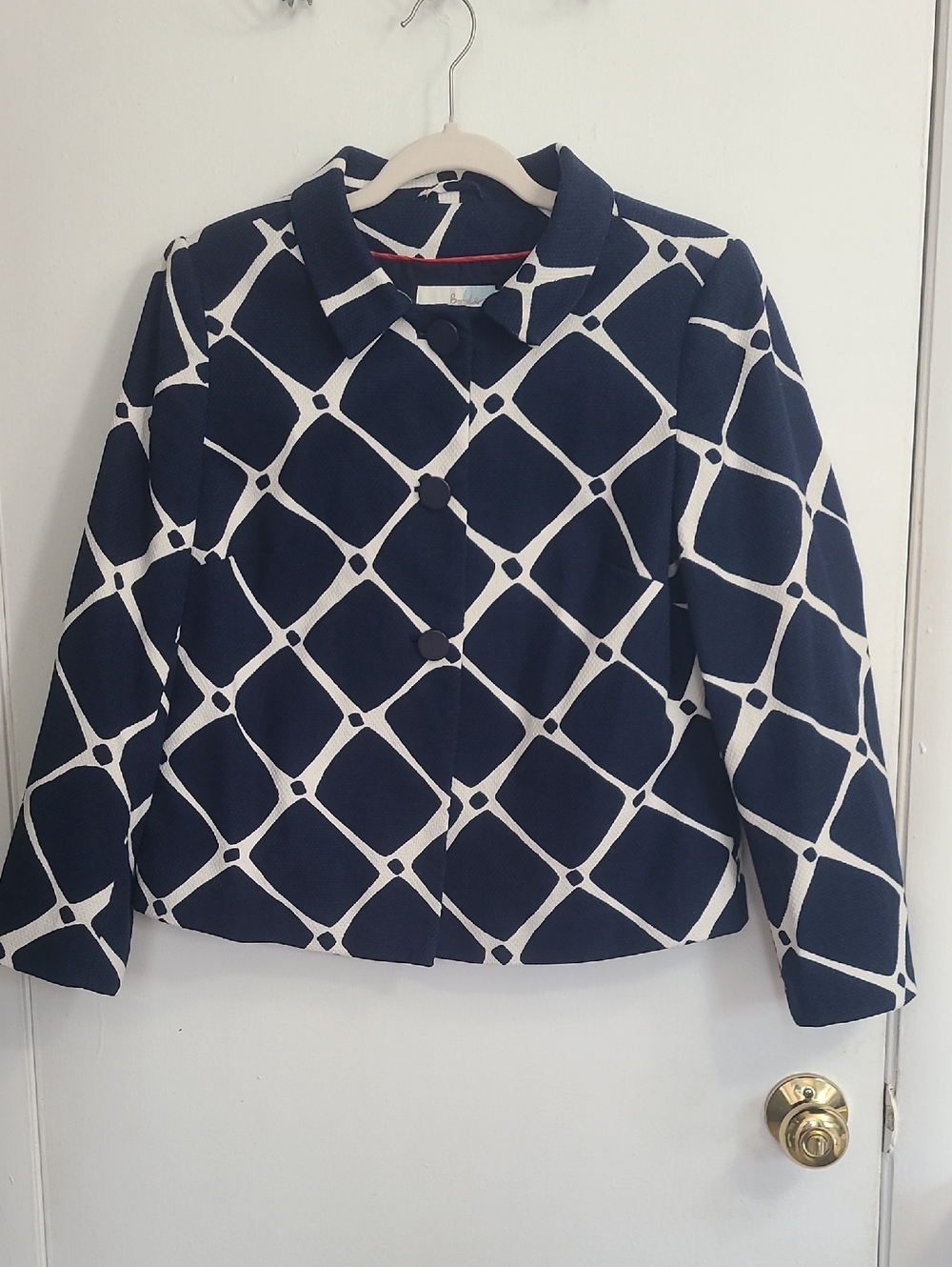 Boden Chic Stylish Fashion Blue/white Jacket Sz US 8 UK 12